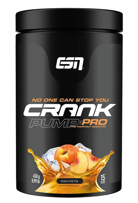 ESN Crank Pump Pro Pre Workout Booster Pump Muskelaufbau Muscle-Lab peach ice tea