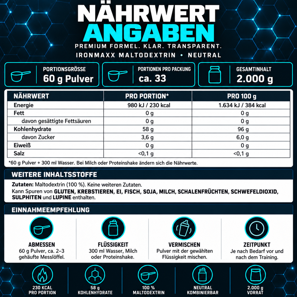 IronMaxx Maltodextrine 2000g
