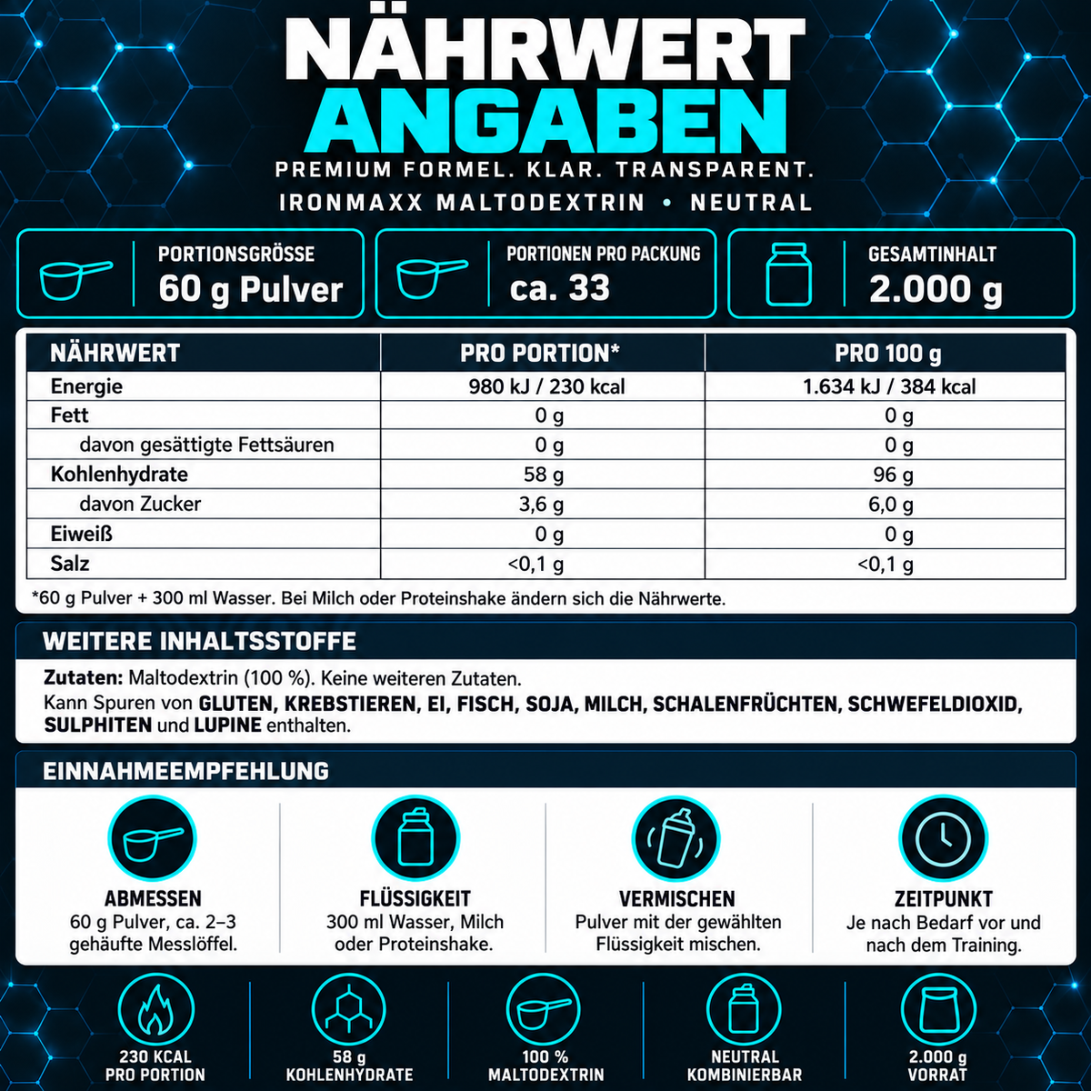 IronMaxx Maltodextrine 2000g