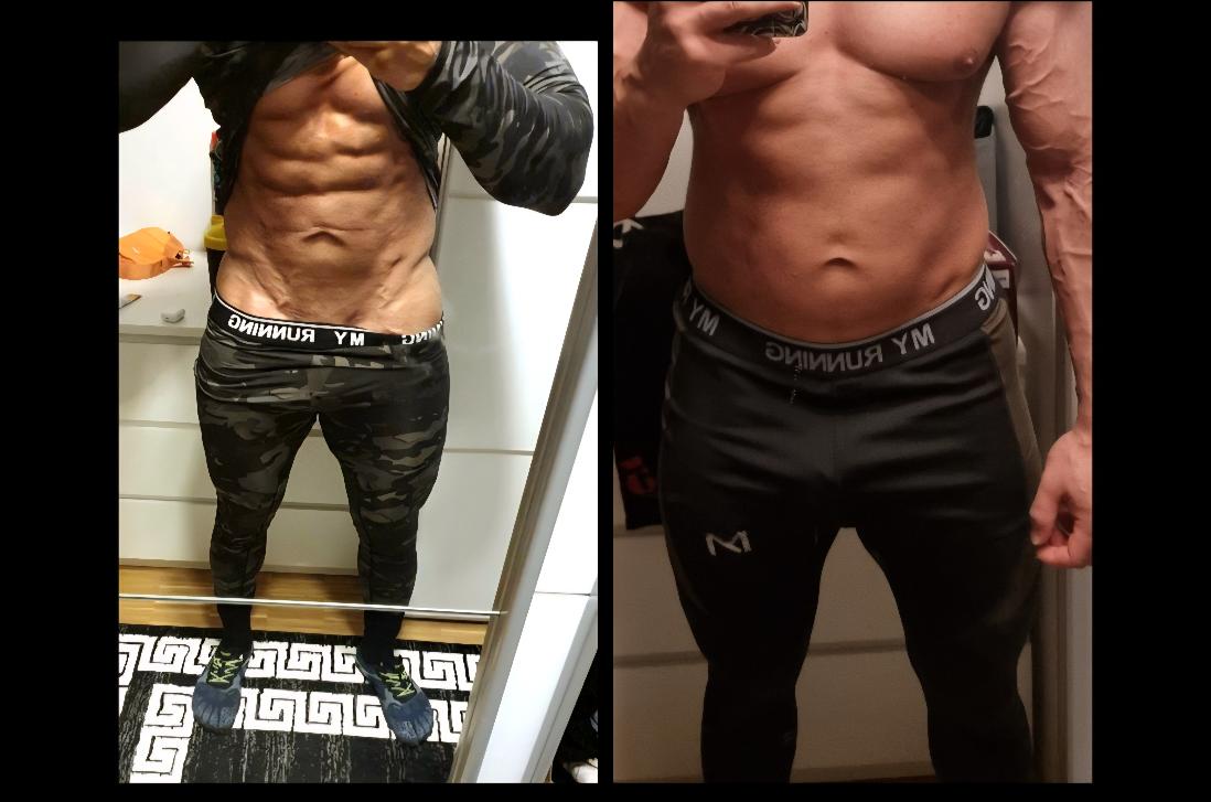 Fortschrittsaufnahmen eines Muscle Lab Athleten nach drei Monaten